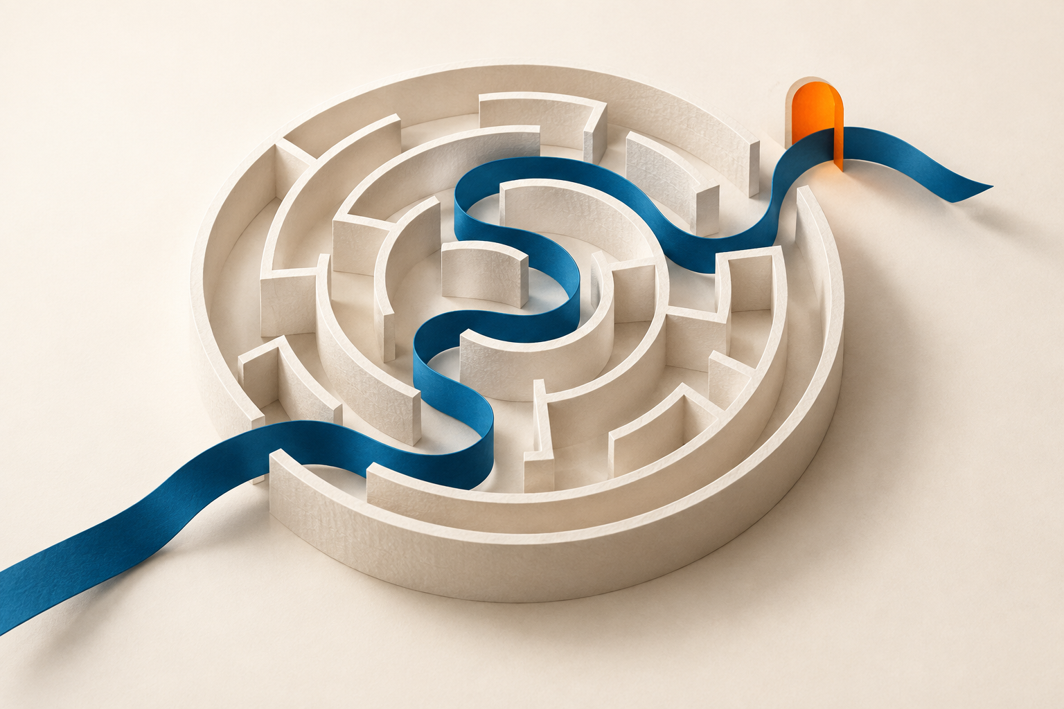 A clear route through a sculptural maze